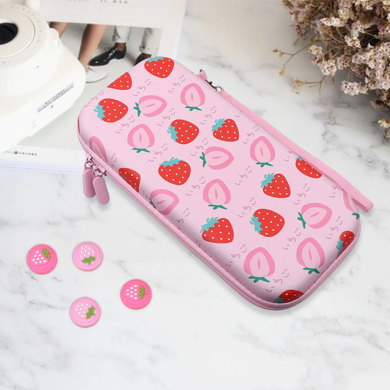 Carrying Case For Nintendo Switch Ns/Switch OLED Model，Hard portable travel case suitable  strawberry themed switch accessories