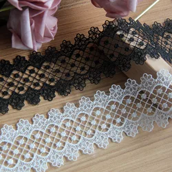 Double Side Embroidered Net Lace Fabric, Black and White, Trim Ribbons, DIY Sewing, Handmade Craft Materials, 2 Yards
