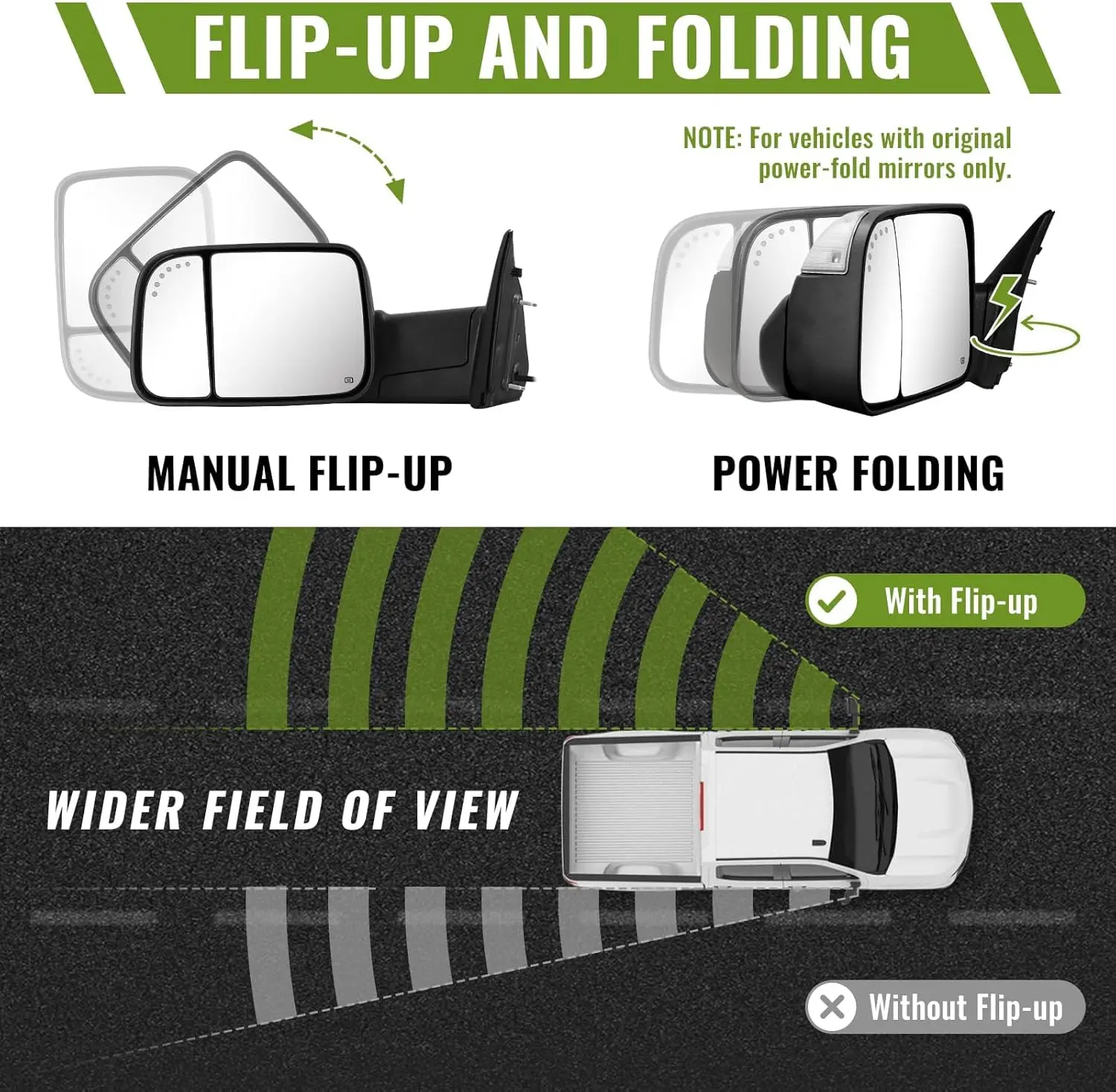 Towing for Ram Series, No Mentioned Material, Turn Signal and Puddle Light, Power Folding