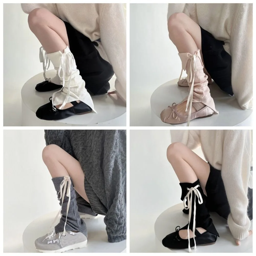 

Elastic Y2K Lace Up Leg Warmers Sweet Ballet Foot Cover Knit Banding Leggings Tight-fitting Elastic Women's Stockings Streetwear