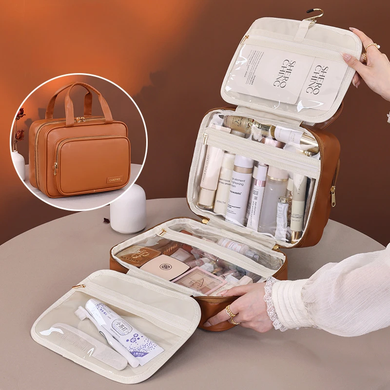 New Multi-layer Hanging Cosmetic Bag Large Capacity Waterproof Transparent Makeup Organizer for Travel PortableToiletry Pouch
