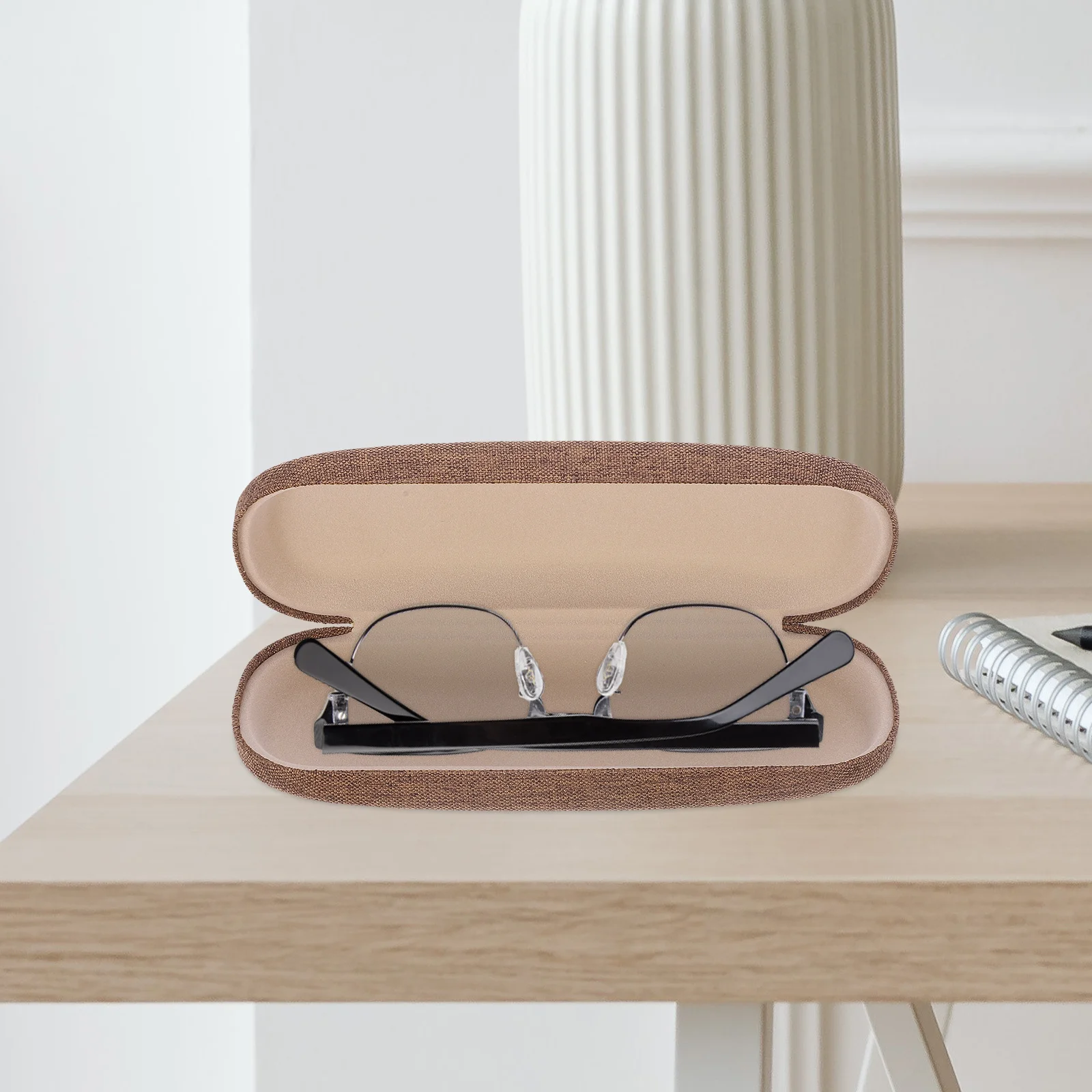 

1Pcs Eyeglasses Case Linen Fabric Hard Shell Lightweight Portable Retro Design for Sunglasses Protection Small Fits Most Frames