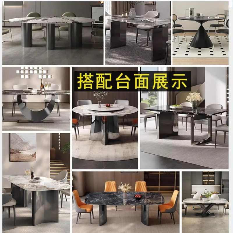 Stainless steel metal dining table legs  tripod luxury stone marble round long  base entrance tea table dining table foot