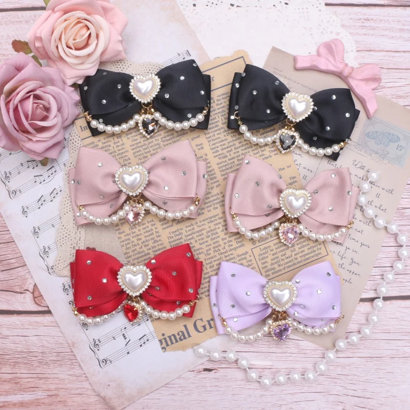 kawaii-feminino-lolita-grampos-de-cabelo-acessorios-doce-mina-harajuku-artesanal-arco-strass-perolas-decoracao-clipes-laterais-presilhas