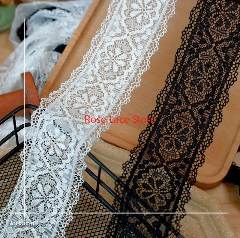 

5 yards flower Hollow embroidery Stretch Lace Trim, black Lace Trim for Wedding Dress, Girl dress, Veil Edging, Bridal Hairband