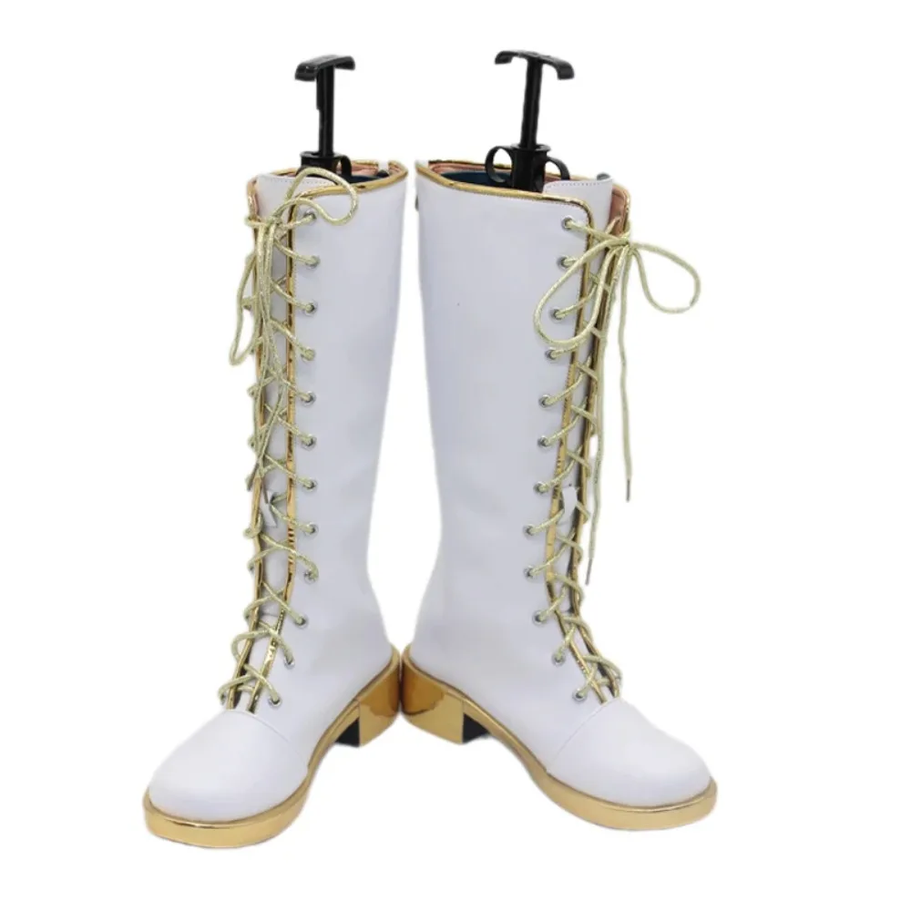 Anime KPOP Dämon Hunters Rumi Film Cosplay Schuhe Stiefel Huntrix Weiß Lange Stiefel für Frauen Männer Halloween Karneval Party Prop