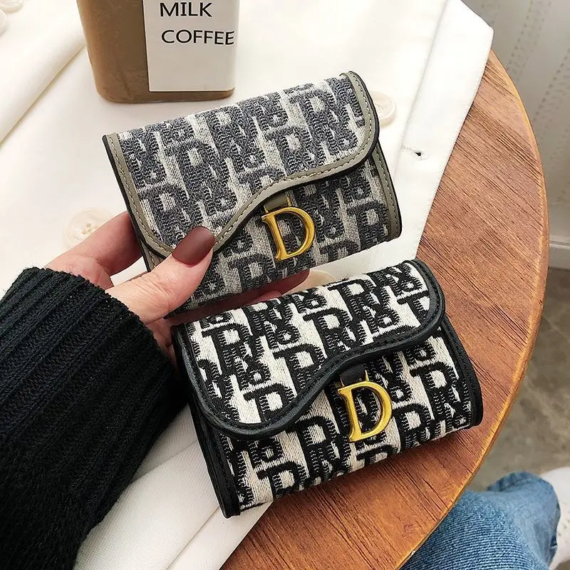 High quality three fold short wallet with PU leather buckle coin wallet, fashionable high-end men's and women's wallet