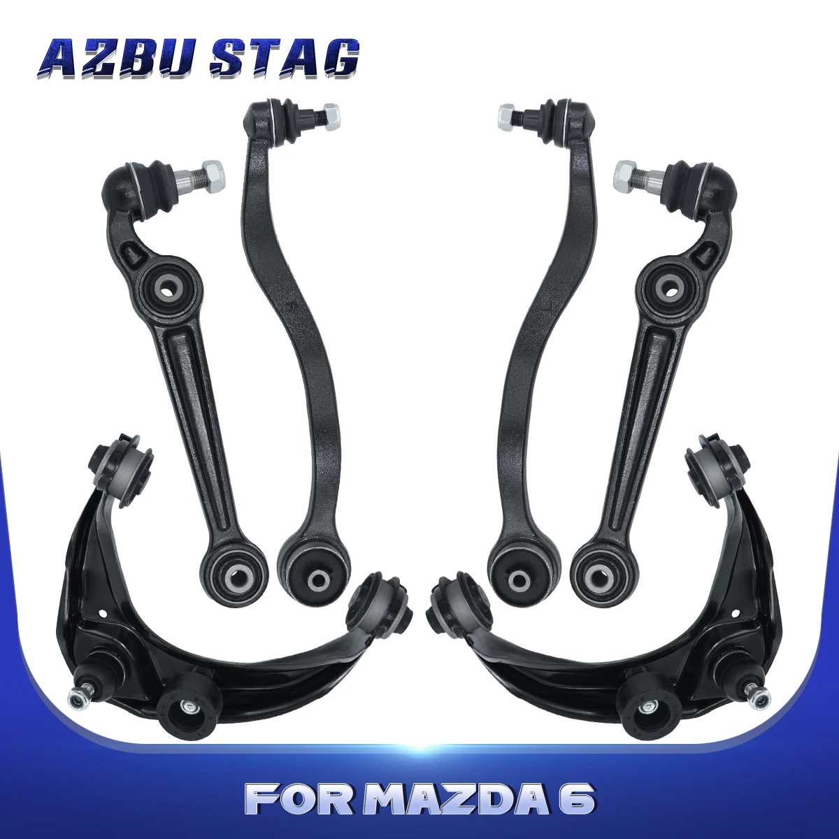 AzbuStag 6Pcs Front Lower Upper Control Arm Ball Joint for Mazda 6 Mercury Milan Ford Fusion Lincoln Zephyr 2003 2004 2005-2007