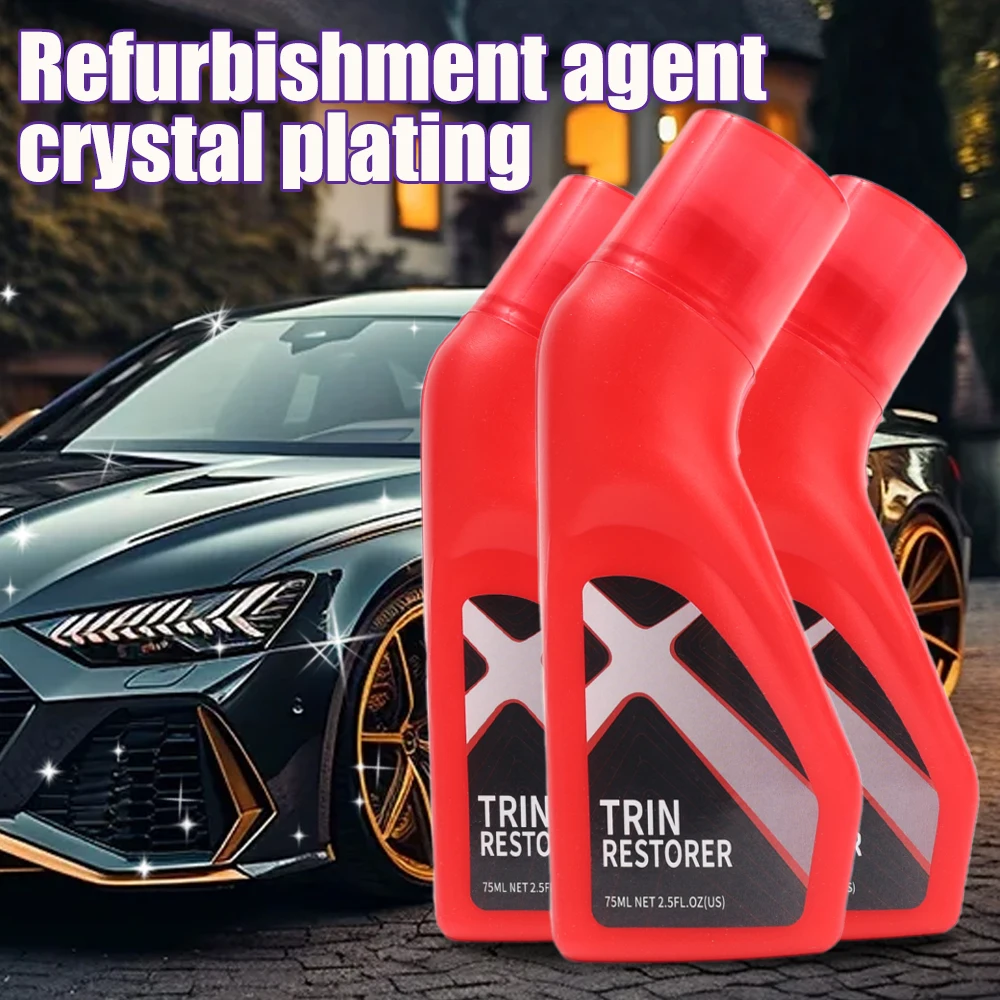 75ml Car Plastic Refurbishing Agent Auto Interior Crystal Plating Repair Leather Whitening Aging Restore Black Glossy Cleaner