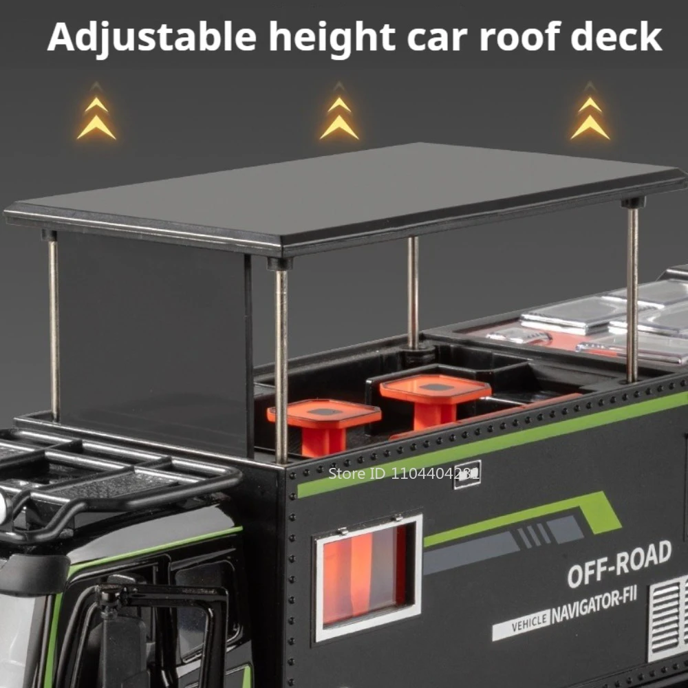 كبير 1:18 NOMADISM السفر RV دييكاست ألعاب مصنوعة من خليط معدني نموذج سيارة الأبواب فتح ضوء الصوت سيارات مصغرة الأطفال هدية الكريسماس #2