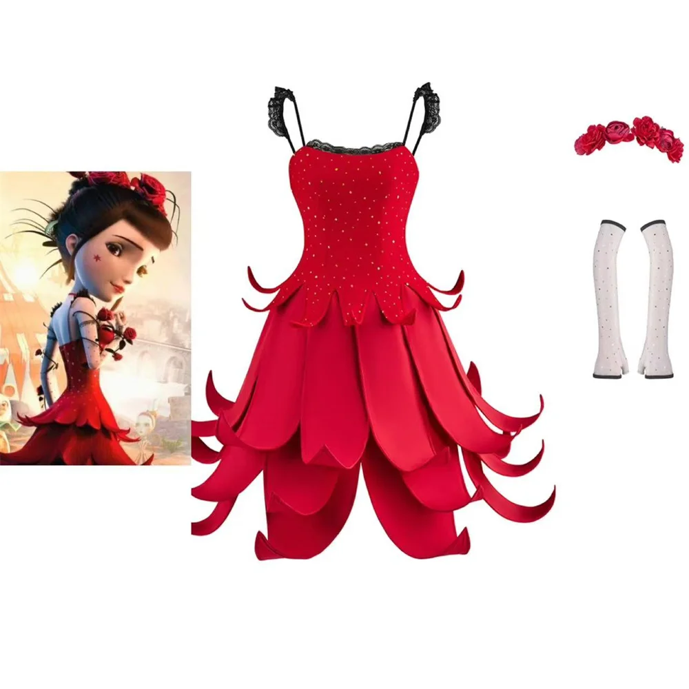 

Jack and the Cuckoo Acacia Miss Acacia Cosplay Costume Sexy Red Dress for Women Halloween Carnival Party Outfits