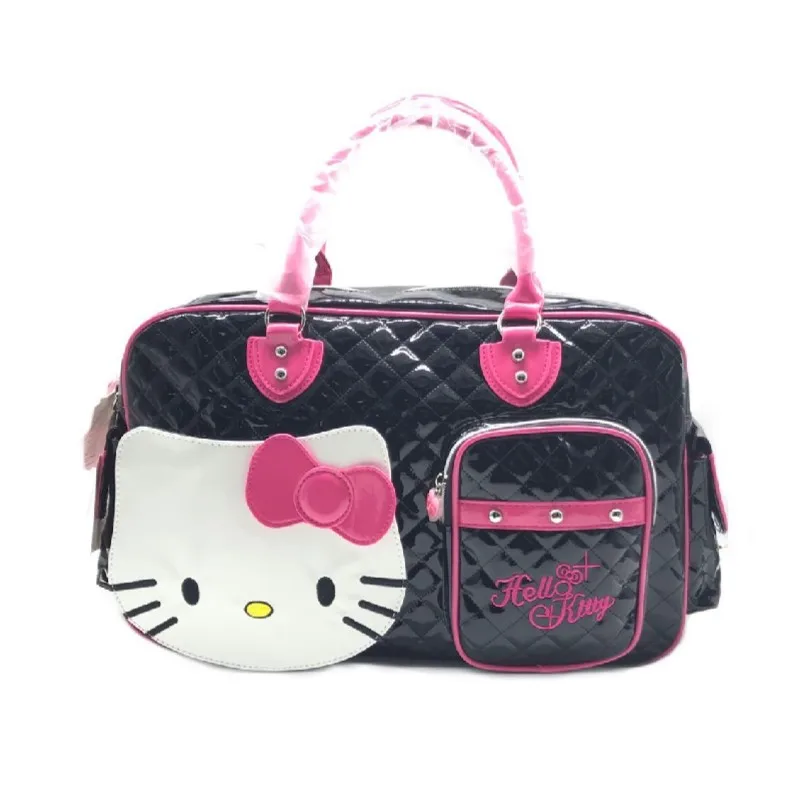 

Kawaii Sanrios Hello Kitty Anime High Capacity Handbag Messenger Bag Pu Bright Surface Travel Bag Girls Fashion Travel Bag New