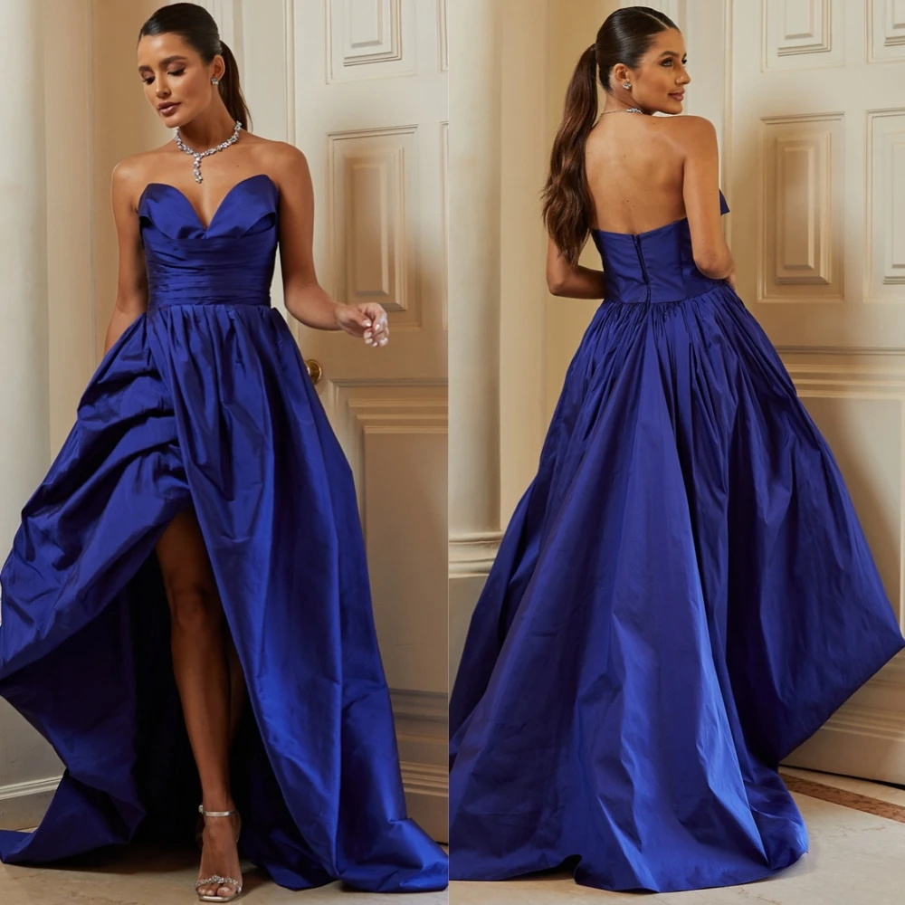 

Customized Sexy Satin Sweetheart Evening Dress Simple Front Slit Homecoming Dress High Quality Special Occasion Gowns
