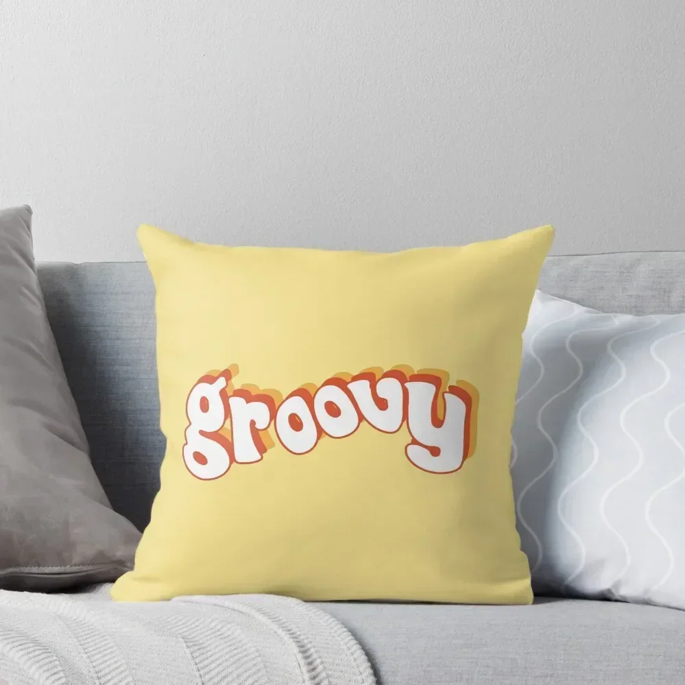 

Groovy Retro Orange and Yellow Throw Pillow Pillowcase Cushion Cushions For Decorative Sofa Pillowcases Bed Cushions pillow