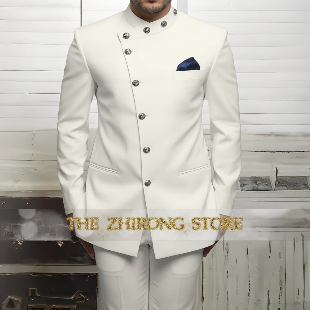 بدلة رجالية كلاسيكية باللون الأزرق الداكن مكونة من قطعتين طقم سراويل وسترة على طراز مهراجا ملابس جودبوري للمناسبات التقليدية وحفلات الزفاف والحفلات الراقصة #2