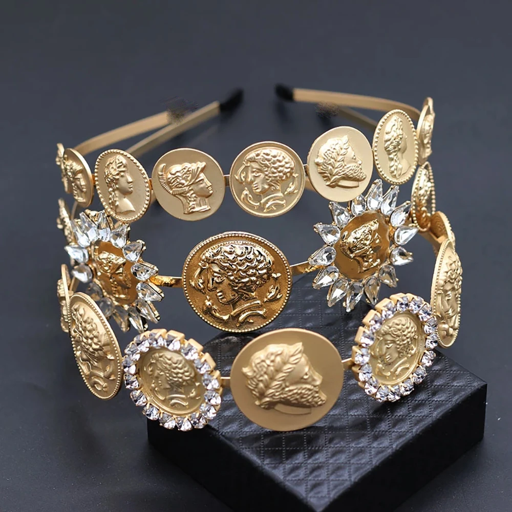 Temperament Geometric Women Korea Hairband Alloy Hair Accessories Head Portrait Headband Baroque Style Diamond Hair Hoop