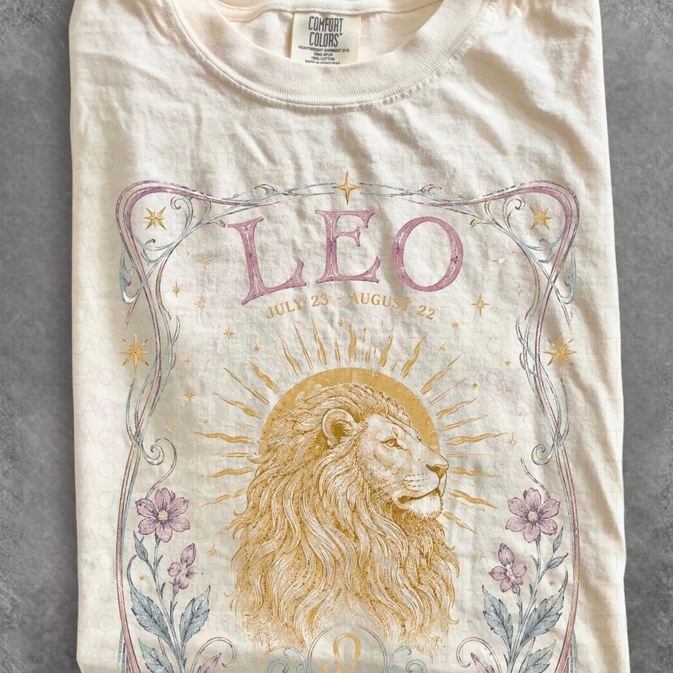 Leo Zodiac Shirt, Vintage Astrology Tee, Leo Horoscope T Shirt, Celestial Lion Graphic, July August Birthday Gift