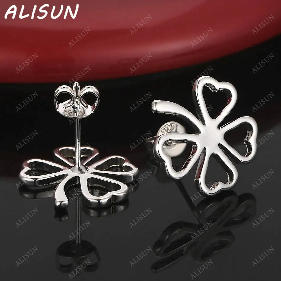 

ALISUN 925 Sterling Silver Four-leaf Clover Stud Earrings For Women Fashion Jewelry Charm Grace Noble Wedding Accessories