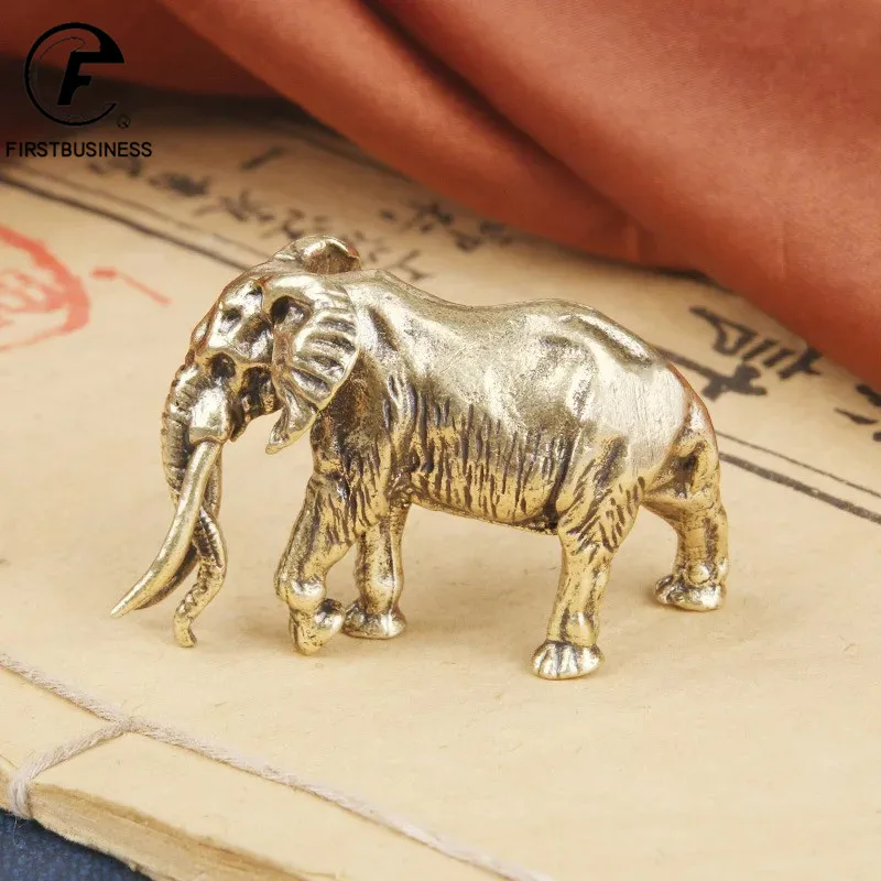 Vintager Brass Mammoth Figurines Animal Miniatures Crafts Desktop Ornaments Desk Living Room Home Decoration Accessories