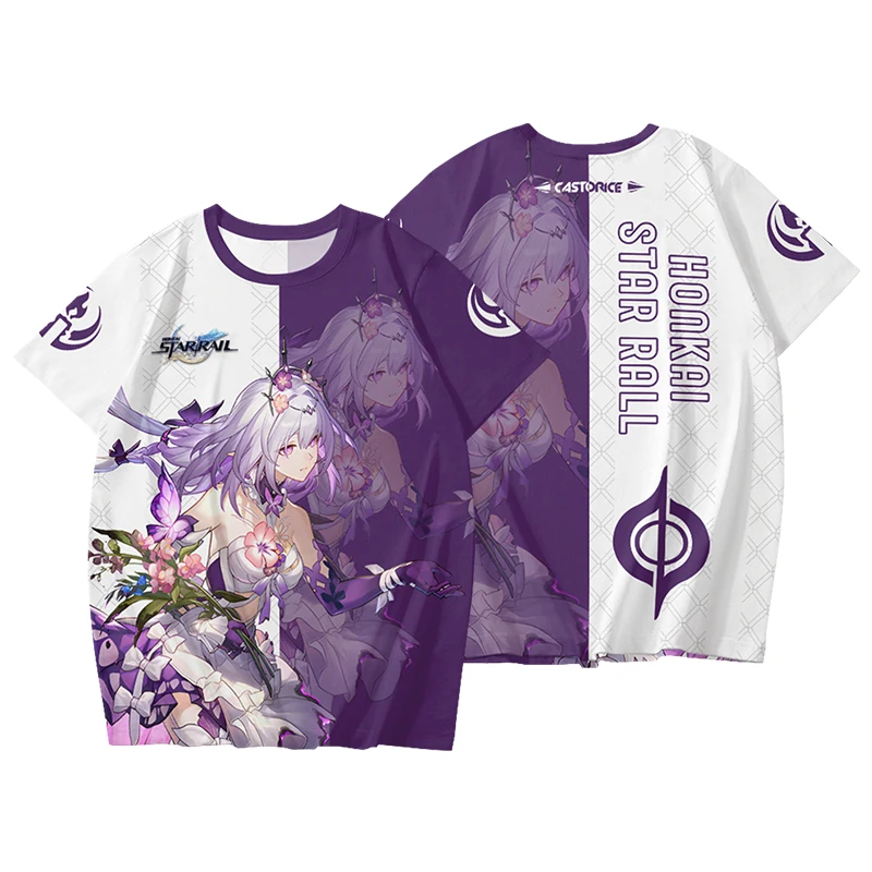 2025 New Game Honkai: Star Rail Castorice 3D Print T-shirt Kid Cosplay Anime Tees Men Women Short Sleeve Tshirt Harajuku Y2k Top