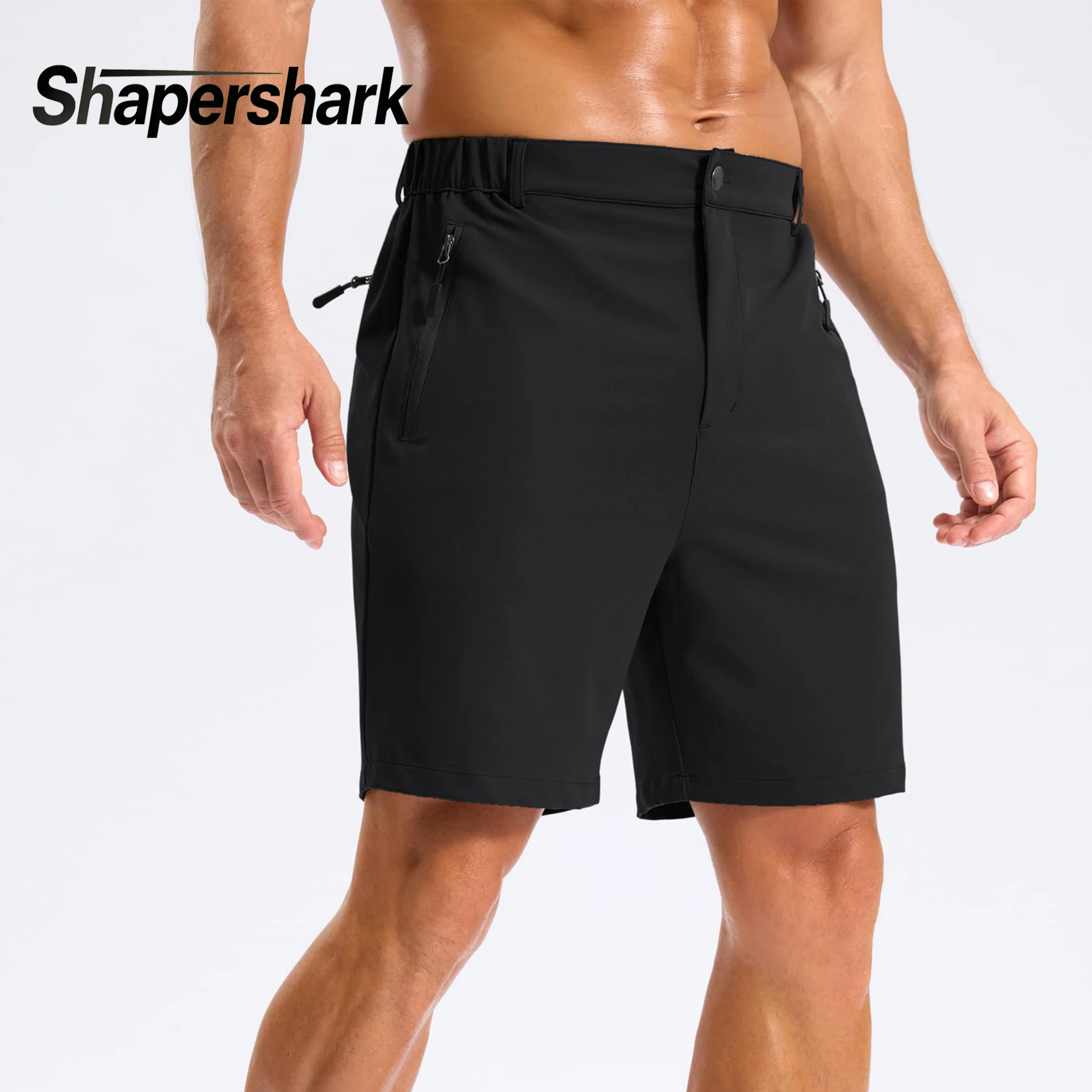 Men's Hiking Shorts Lightweight, Casual Golf and Fishing Pants with 3 Zipper Pockets, Quick-Dry Breathable and Elastic Waistband