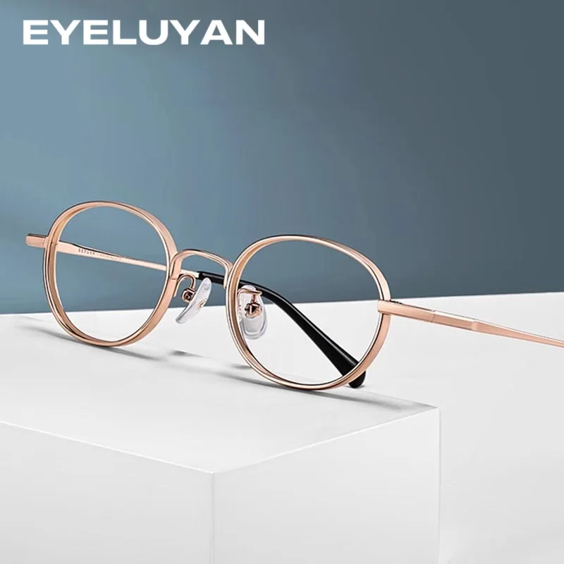

EYELUYAN маленькая оправа овальная оправа для очков женская титановая металлическая легкая оптическая женская оправа для очков для близорукости