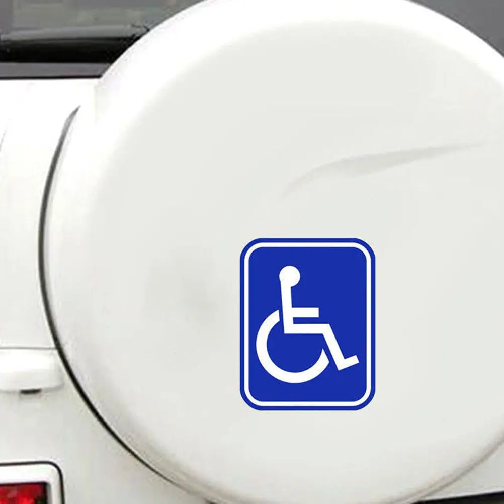 4Pcs Disabled Wheelchair Sign Sticker Adhesive Disability Symbol Decal Flexible Long Life for Elevator Restroom Door Car Window view 4