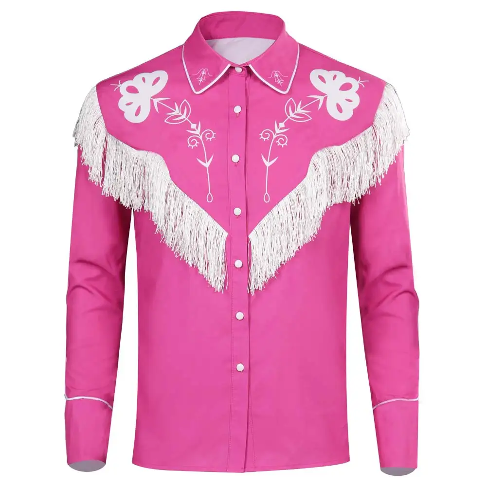 Adult Men Ken Cosplay Retro Tassels Jacket Coat Costume Halloween Carnival Men Pink Shirt Outfits Fashion Fantasia Suit