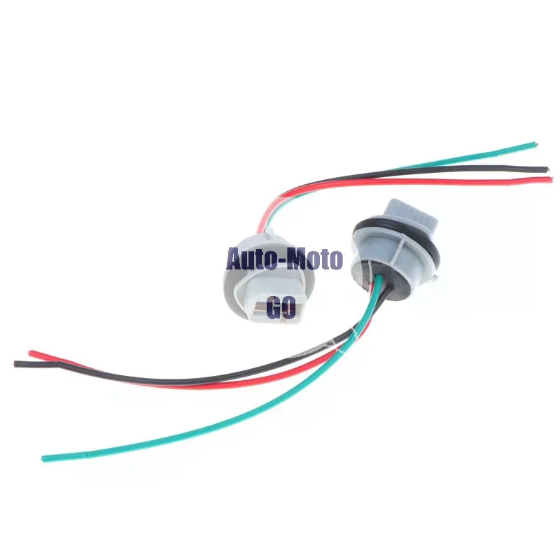 2Pcs 7443 T20 Car Brake Light Socket Waterproof Wiring Harness Plug for Vehicle Turn Signal Retrofit