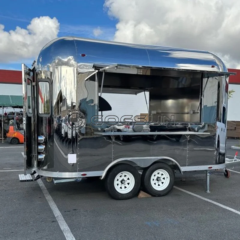 United State Food Truck with Full Kitchen Concession Bbq Food Trailer with Porch Fully Equipped Custom Food Truck