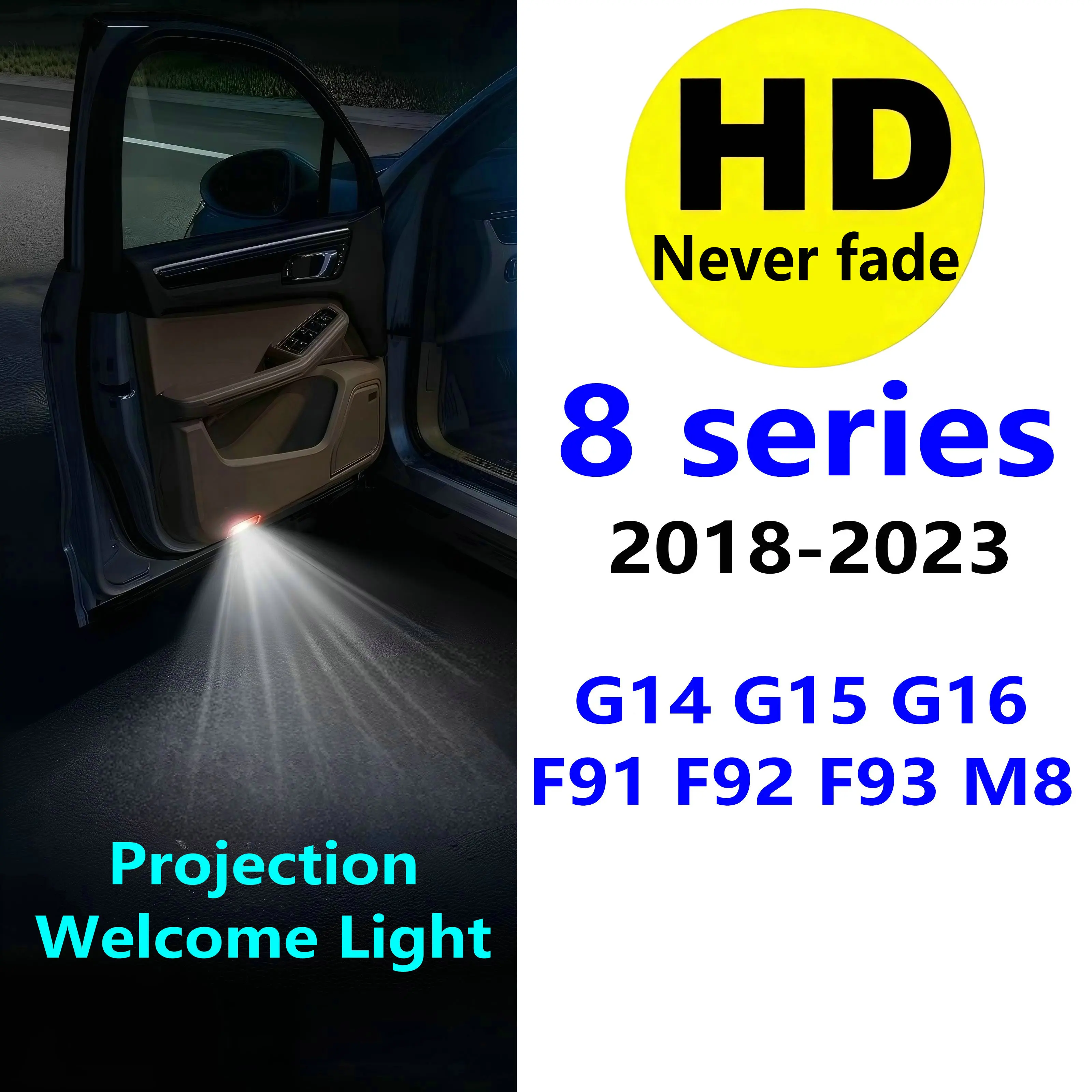 Akcesoria do projektora światła LED HD na drzwi samochodu do BMW serii 8 G14 G15 G16 F91 F92 F93 M8 Coupe 840i 840d 850i 850d 2018-2023 2022