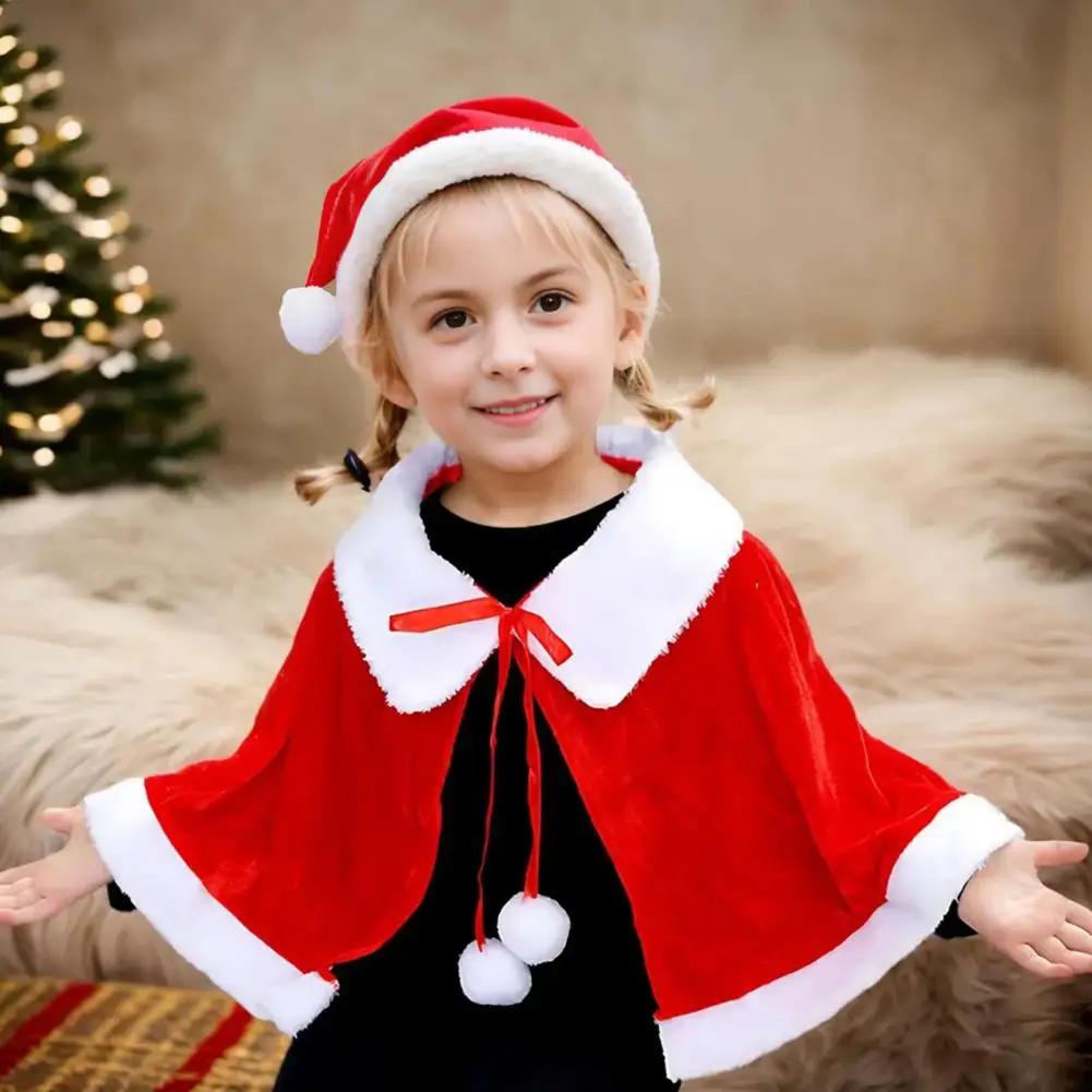 Adults Costume Cape with Hood Christmas Hat New Year Cosplay Suit Accessories Xmas Party Dress Up Shoulder Scarf Shawl