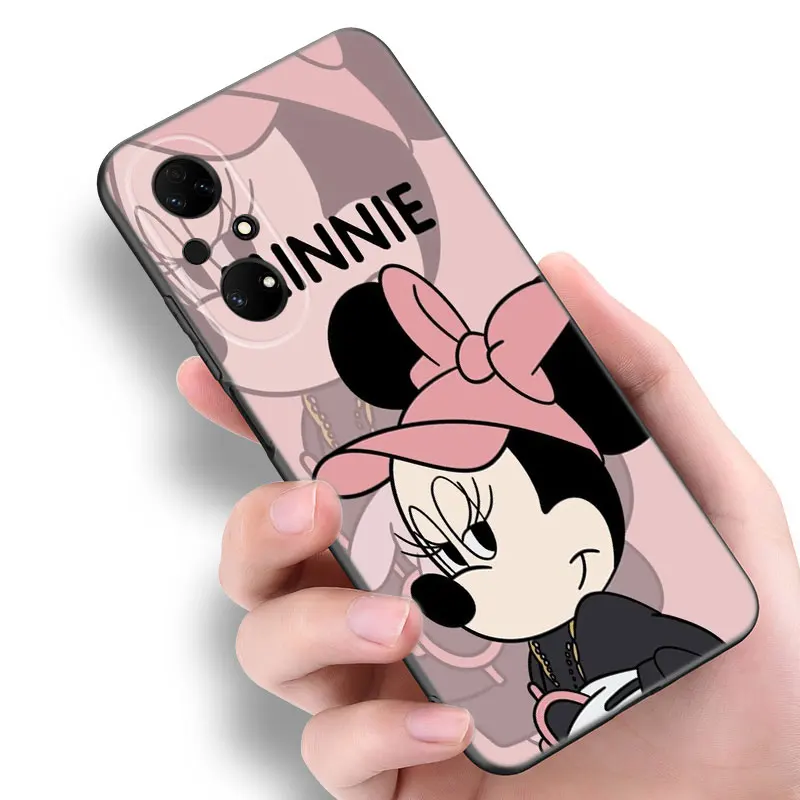 Cute Mickey Minnie Black Phone Case For Huawei Pura 70 Ultra P20 P30 P40 Lite P60 Art P50 Pro P50E P Smart 2018 2019 2020 2021