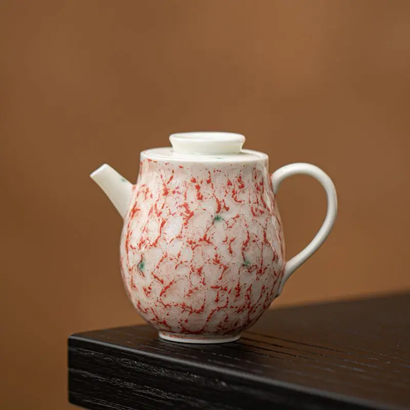 

Mi Yi Pine Stone Red Petal Teapot Single Pot For Women Small Household Ceramic Brewer Chinese Kung Fu Tea Set