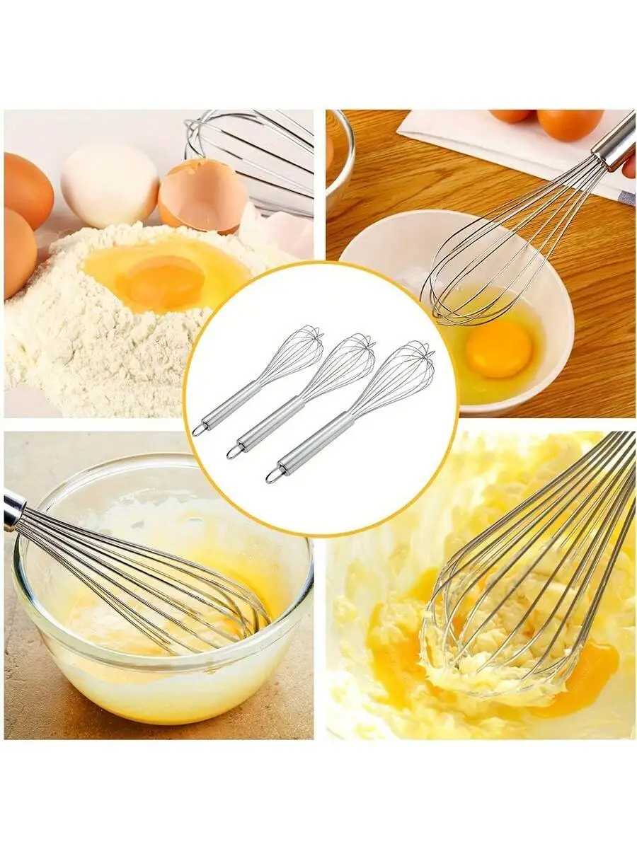 1pc, Whisk, Stainless Steel Egg Beater, Blender, Mixer, For Blending, Whisking, Beating And Stirring, Baking Tools, Kitchen Gadg