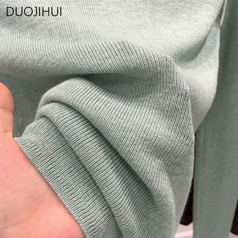 DUOJIHUI contrasto colore Vintage o-collo lavorato a maglia pullover donna autunno Chicly manica lunga moda semplice Casual pullover femminili