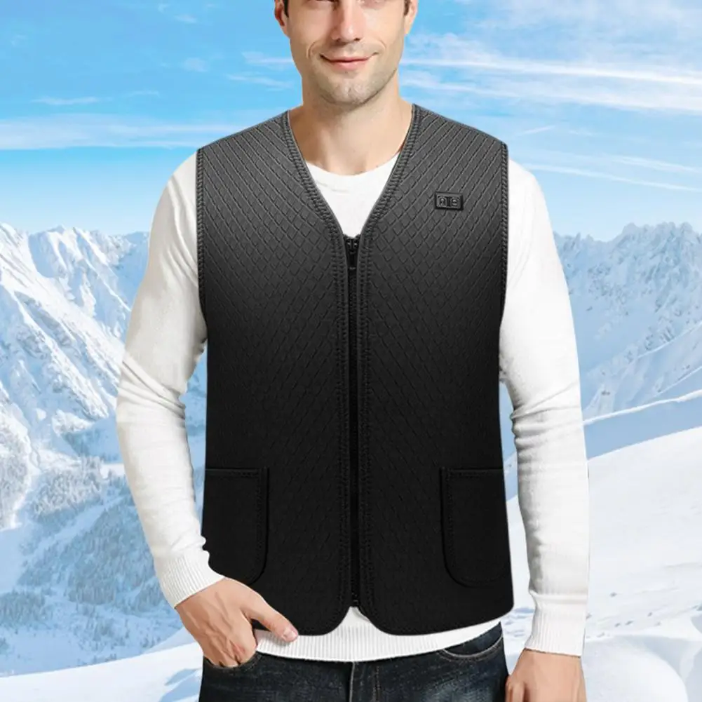 Vest Fast Heating Usb Charging Winter Electric Heating Vest with 3 Gear Adjustment V Neck Zipper Closure Safe Unisex for Outdoor