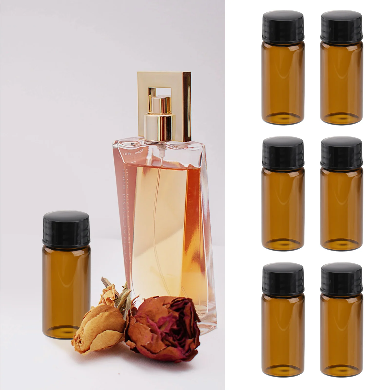 

15Pcs 10ml Brown Glass Reagent Bottles Screw Caps Durable Practical Leakproof Sample Containers Sample Bottles