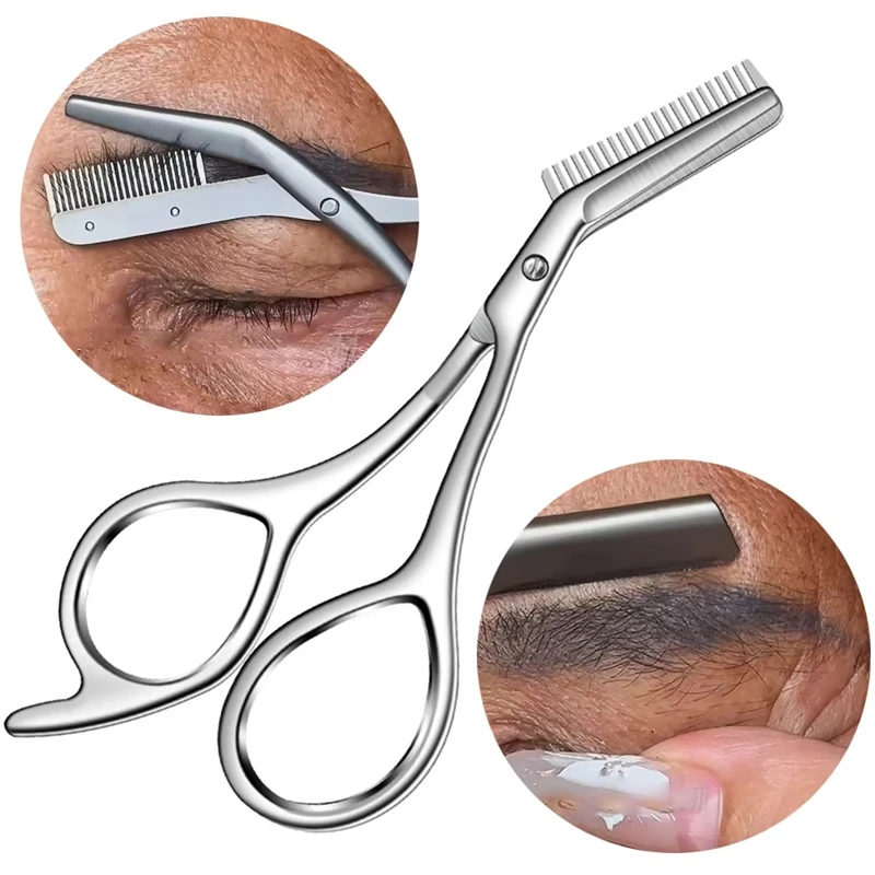Tijeras recortadoras de cejas de acero inoxidable, herramienta de aseo de precisión para hombres y mujeres, cuchillo sin esfuerzo, herramienta de afeitadora de depilación, 1 ud.