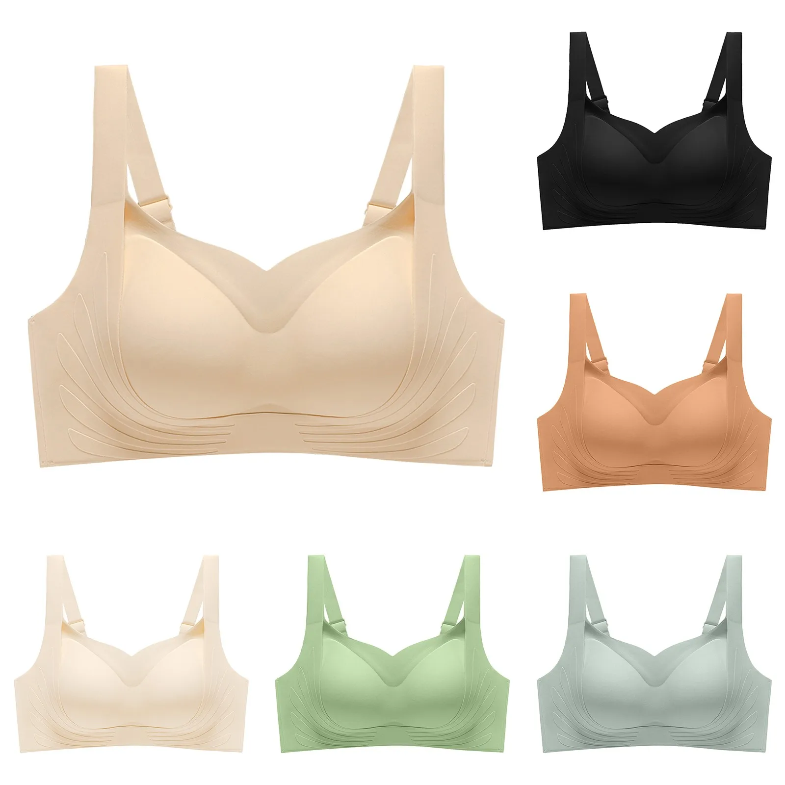 Women's Comfortable Sexy And Traceless Chest Gathered Without Steel Rings Soft Support Collar Closure Anti Drop Bra