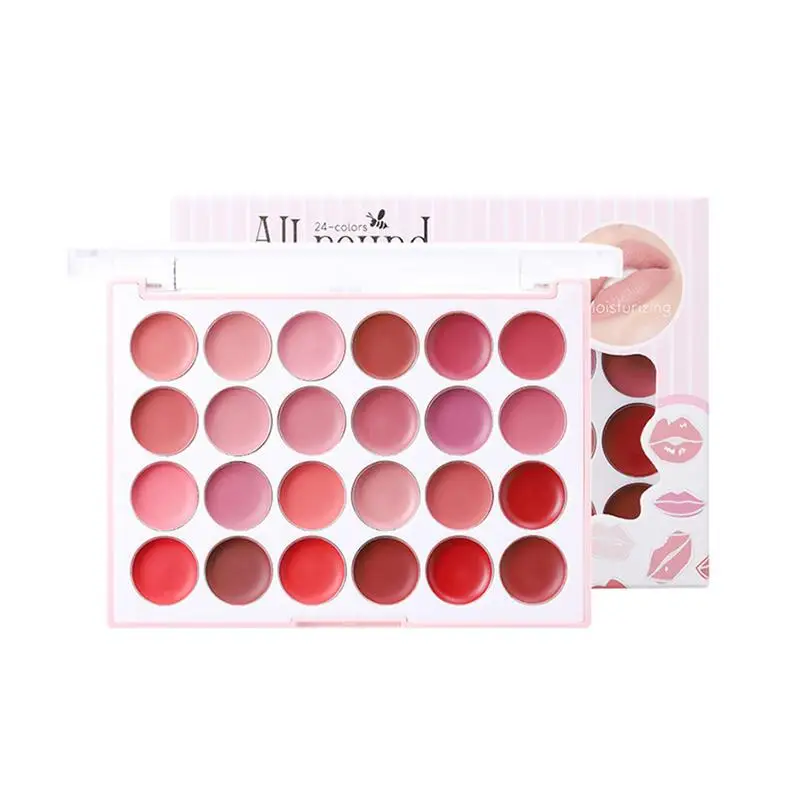 Lip Gloss Palette Matte Lip Color Long-lasting Lipgloss for Outdoor Travel 24-color Portable Moisturizing Lipstick Plate