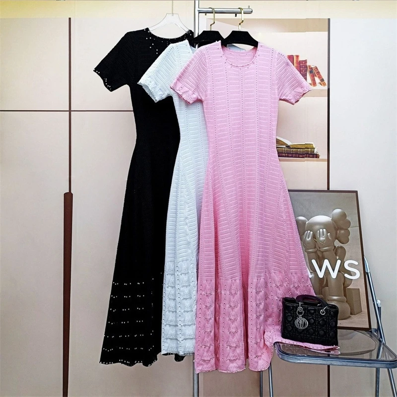 Vestido largo sin mangas con cuentas recortadas estilo francés vestido Sexy de verano con hombros descubiertos para mujer fiesta boda noche cita romántica