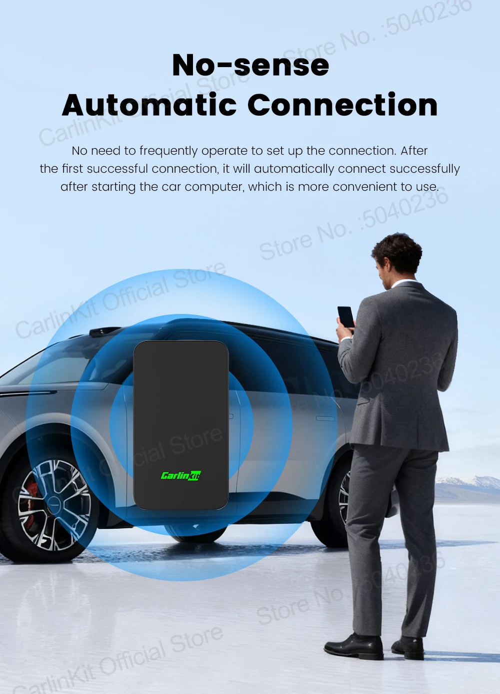 CarlinKit 5.0 C2Air 2-in-1 CarPlay Android Auto Wireless Adapter für kabelgebundene CarPlay- und Android-Auto-Fahrzeuge, Online-Upgrade, Plug & Play – Detail 9