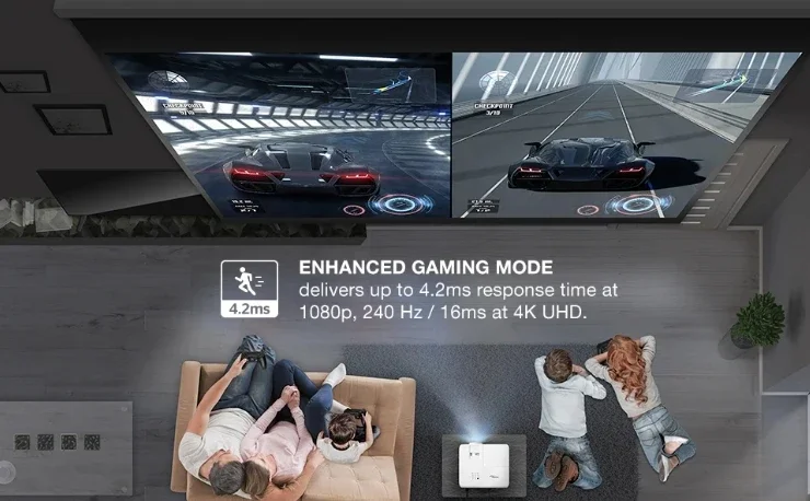 UHD35 DLP Laser Projector Portable 4K UHD Resolution 4000 Lumen 3D Wi-Fi Compatible Home Theater Gaming Office Education