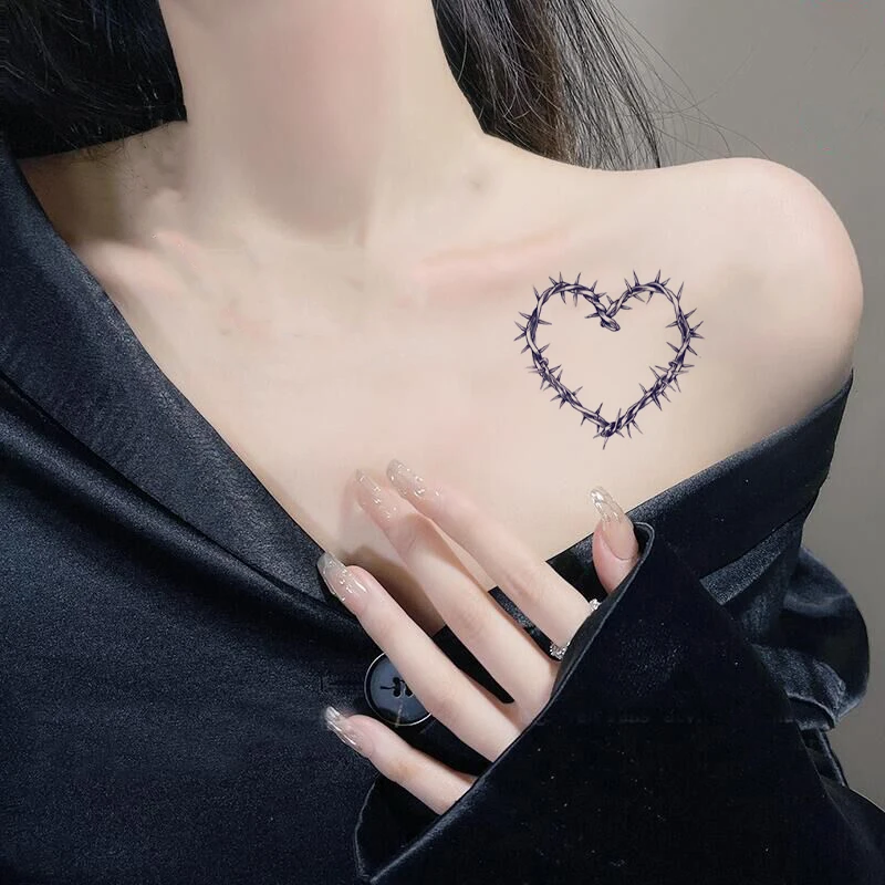 Pegatinas temporales de espina de rosa de amor, pegatinas de tatuaje, plantas de hierbas, jugo, patrones de medio brazo, Ins Premium