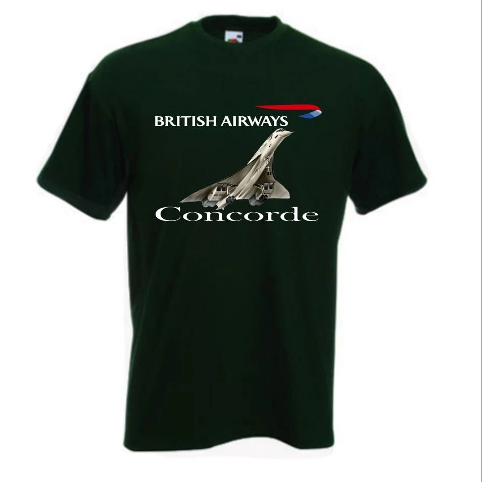 British Airways Concorde Retro British Aircraft Travel Pilot T-Shirt Short Sleeve Casual 100% Cotton O-Neck Summer Mens T-shirt