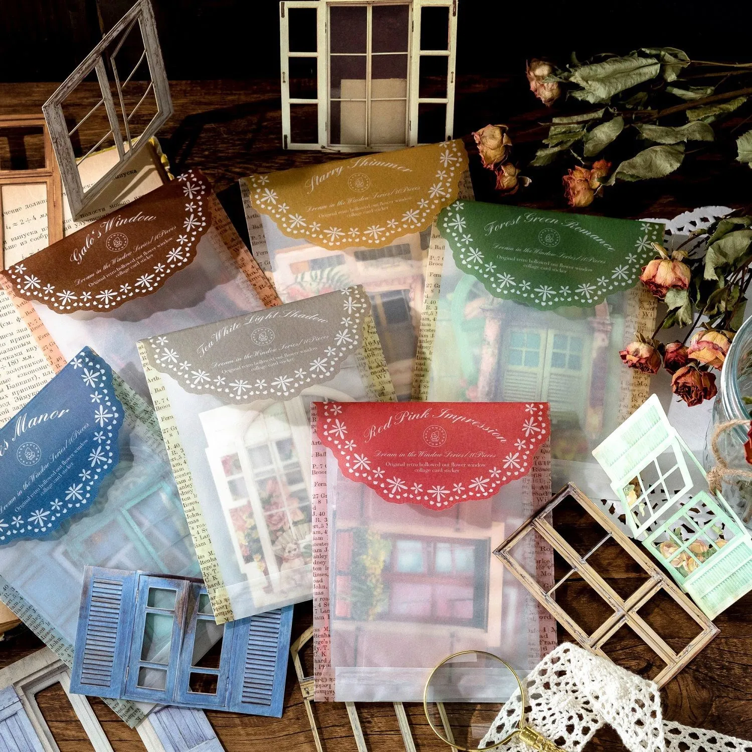 10Pcs Window Frame Stickers Decorative Stickers for Scrapbooking Supplies Junk Journal Kit Album Planner DIY Craft Embellishment image 4