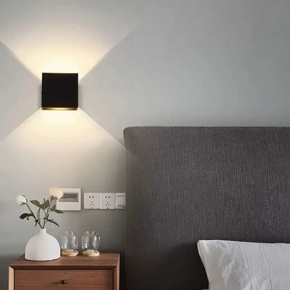 JOYINLED Set of 1/2 Dual Directional Wall Lights, Modern Square Wall Sconces White / Black for Corridor Staircase Bedroom Lamps