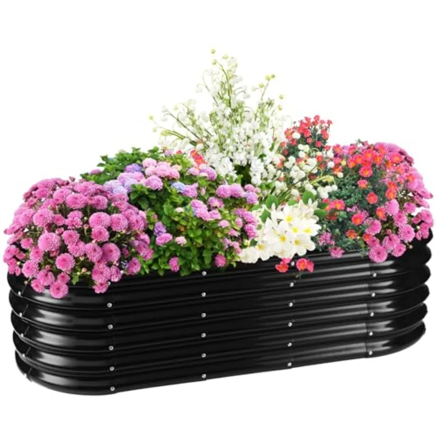 

17 Tall Elevated Oval Metal Raised Garden Bed 5ft x 2ft 0.8MM Thick Durable Planter for Vegetables Flowers Succulent at Patio G