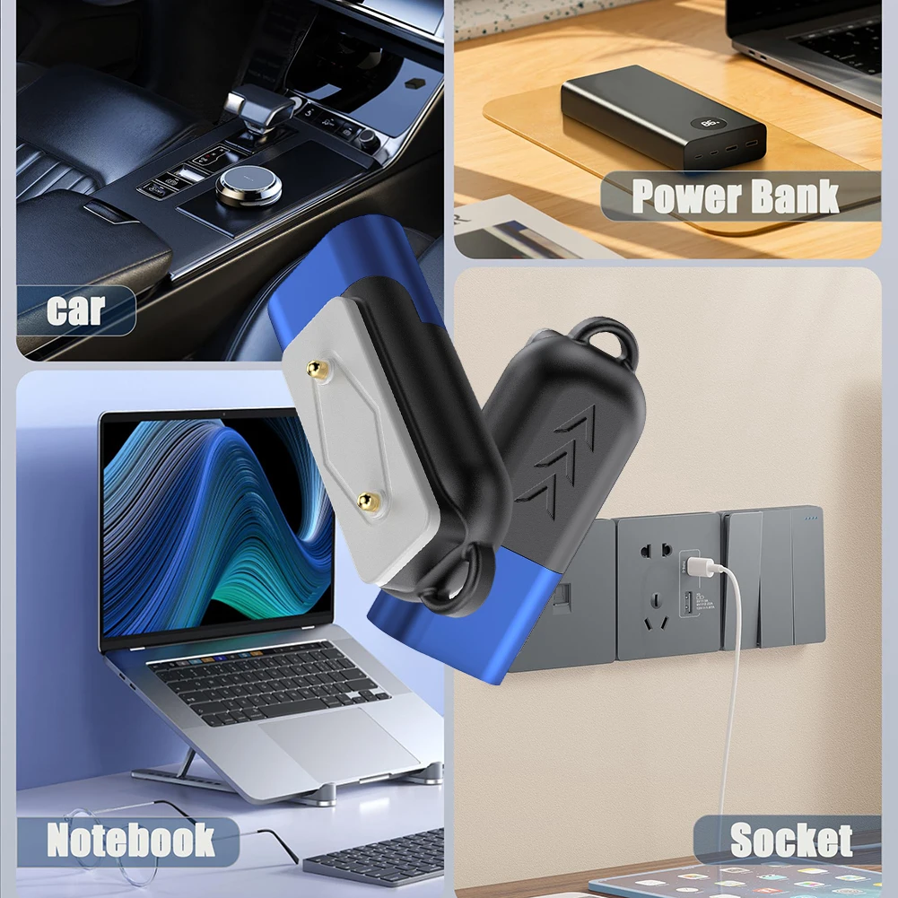 شاحن ساعة مغناطيسي USB-C محول الزاوية اليمنى شاحن ساعة نوع C محول محول لهاتف سامسونج جالاكسي فيت 3 هواوي باند 9 8